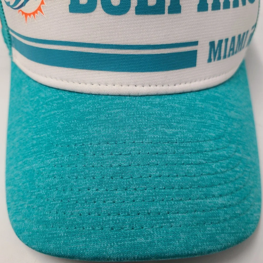 Miami Dolphins Hat Fitted M-L Mesh New Era 39Thirty‎ Aqua White NFL Football Men